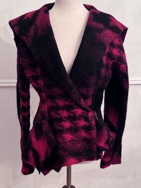 Ivan Grundahl Copenhagen Wool Wrap Jacket 36 Red Black Avant Garde Danish